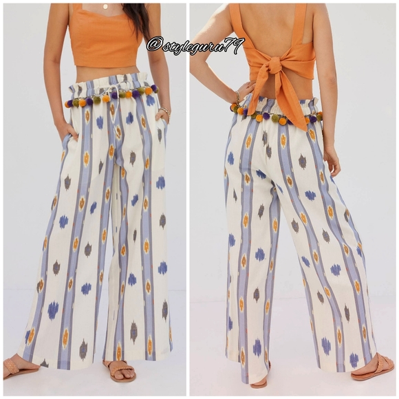 NWT, Anthropologie, Pom Pom Wide-Leg Pull On Pants - Picture 2 of 2